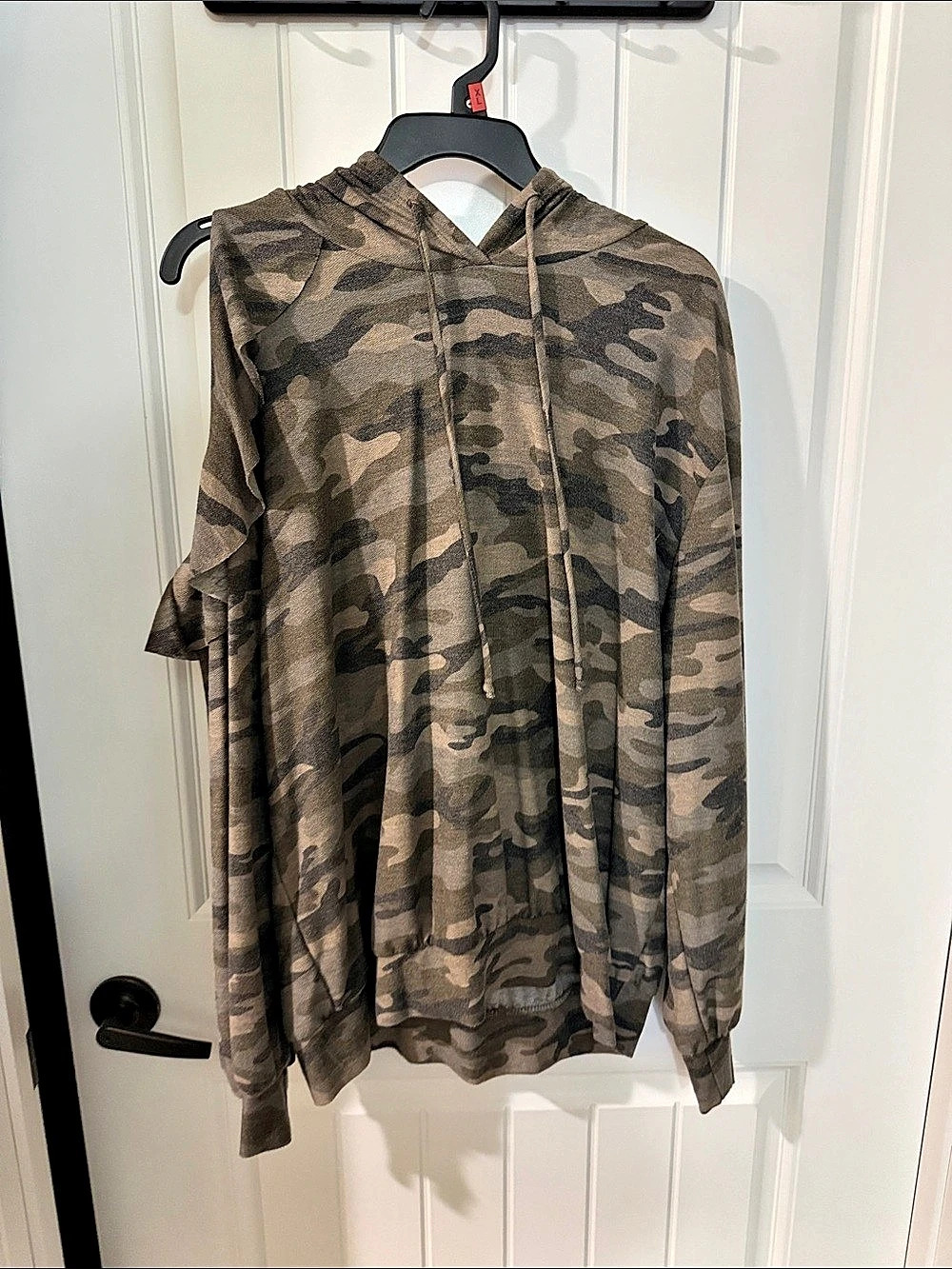 Ave Butterfly Camo Hoodie in Brown & Green Like New